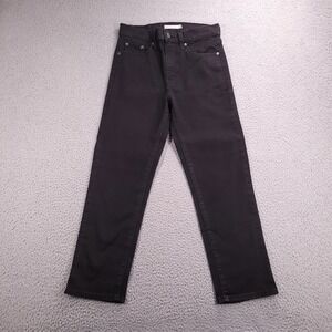 LEVIS 724 Jeans Size 29 High Rise Straight Crop Black Stretch Denim 28x25
